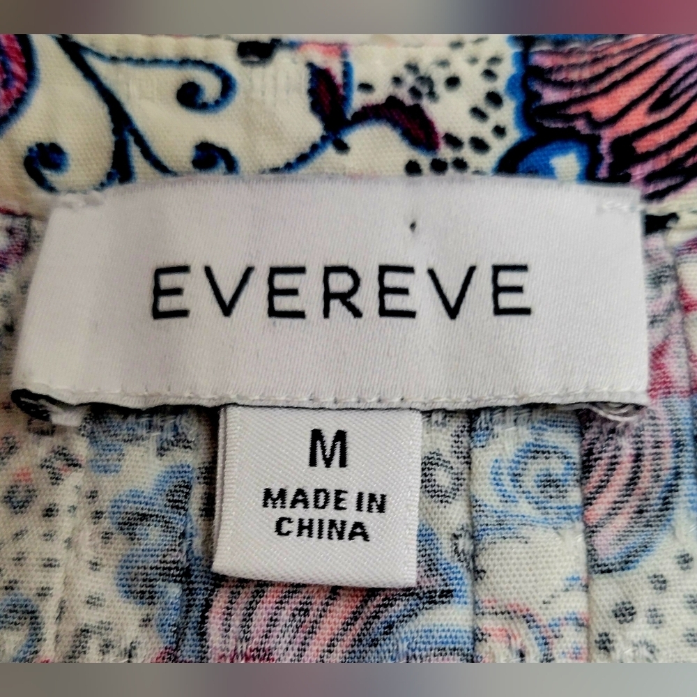 Evereve Purple, Blue & White Floral Print Pintuck Blouse | Size Medium - Picture 3 of 5